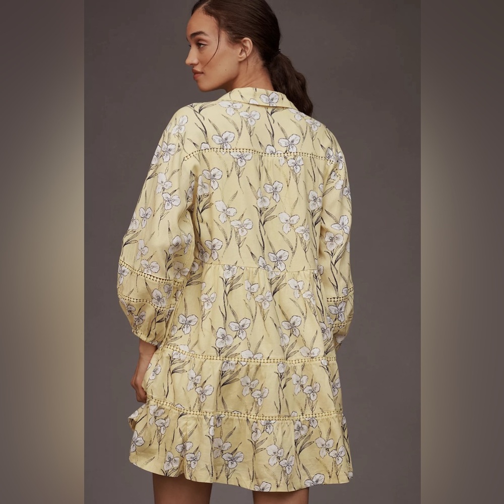 NWT Anthropologie Maeve Bettina Ladder Linen + Lace Mini Dress, Size S - Picture 8 of 10
